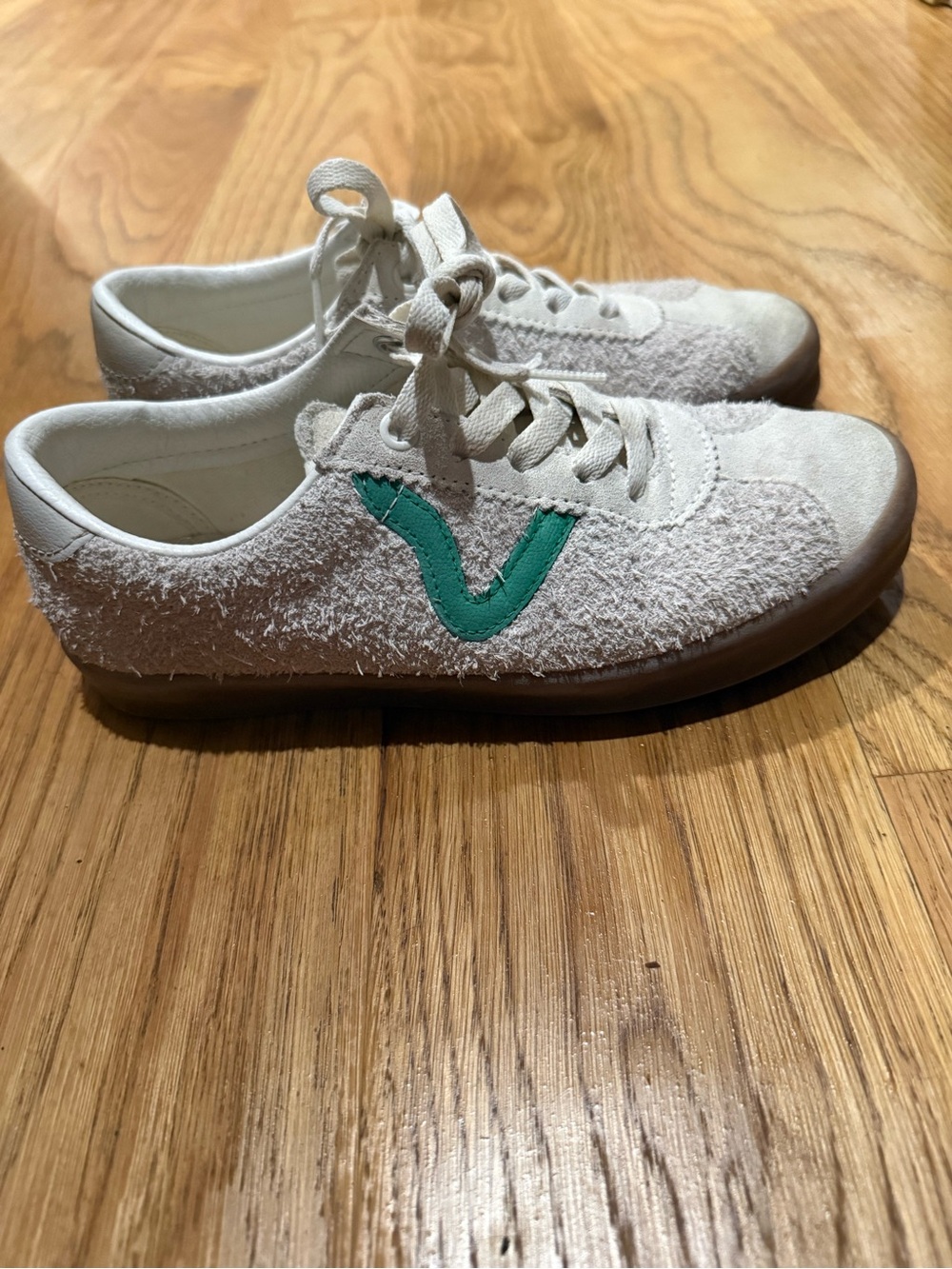 Vans White Sneakers with Teal Side Logo